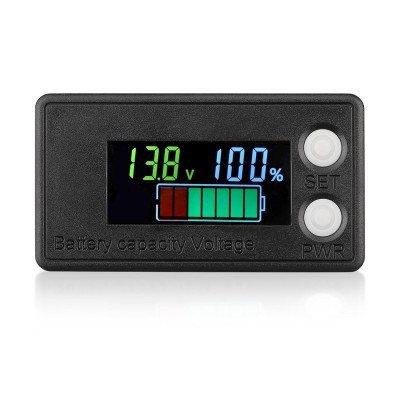 Waterproof Battery Monitor 12V 24V 36V 48V 72V Battery Meter 8-100V, Battery Capacity Tester LCD Display Color Screen Backlight, Fit for Car Golf Cart RV Marine