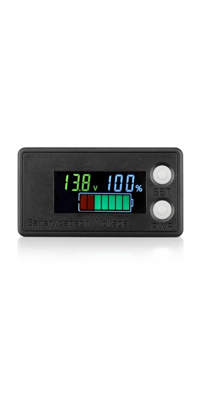 Waterproof Battery Monitor 12V 24V 36V 48V 72V Battery Meter 8-100V, Battery Capacity Tester LCD Display Color Screen Backlight, Fit for Car Golf Cart RV Marine