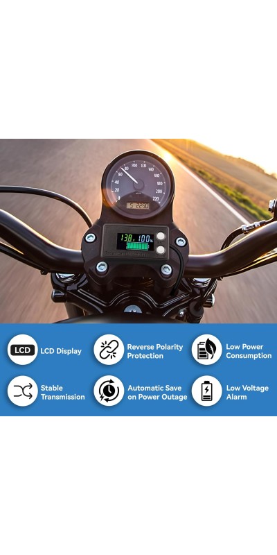 Waterproof Battery Monitor 12V 24V 36V 48V 72V Battery Meter 8-100V, Battery Capacity Tester LCD Display Color Screen Backlight, Fit for Car Golf Cart RV Marine