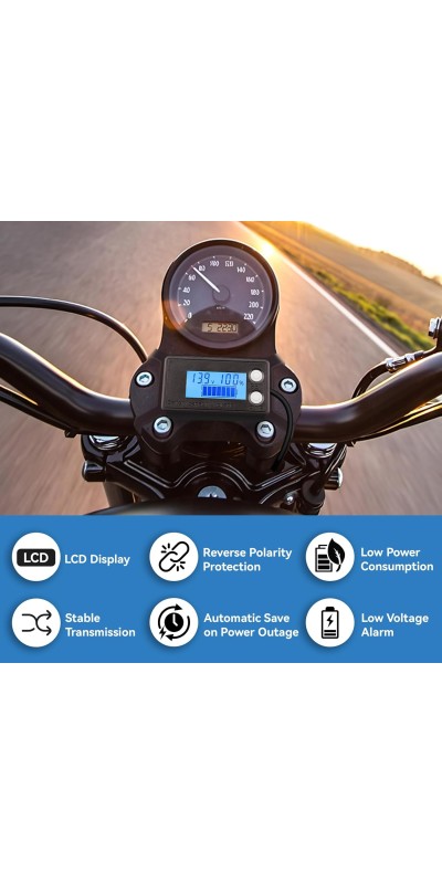 Waterproof Battery Monitor 12V 24V 36V 48V 72V Battery Meter 8-100V, Battery Capacity Tester LCD Display Color Screen Backlight, Fit for Car Golf Cart RV Marine