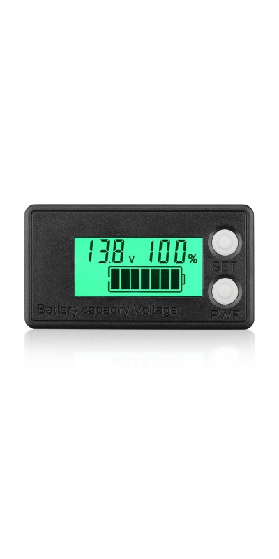 Waterproof Battery Monitor 12V 24V 36V 48V 72V Battery Meter 8-100V, Battery Capacity Tester LCD Display Color Screen Backlight, Fit for Car Golf Cart RV Marine