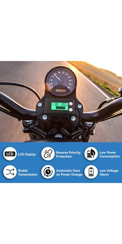 Waterproof Battery Monitor 12V 24V 36V 48V 72V Battery Meter 8-100V, Battery Capacity Tester LCD Display Color Screen Backlight, Fit for Car Golf Cart RV Marine