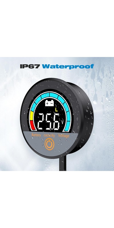 IP67 Waterproof Battery Monitor 12V 24V 36V 48V 60V 72V 84V with Backlight LCD and Low-Voltage Alarm use Lithium LiFePO4 Lead Acid Batteries for Car Motorcycle Golf Cart Battery Meter