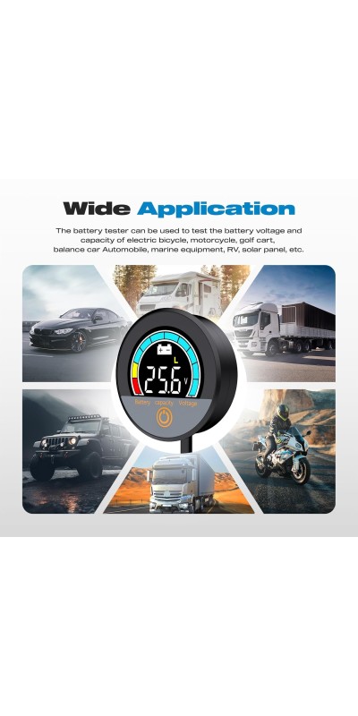 IP67 Waterproof Battery Monitor 12V 24V 36V 48V 60V 72V 84V with Backlight LCD and Low-Voltage Alarm use Lithium LiFePO4 Lead Acid Batteries for Car Motorcycle Golf Cart Battery Meter