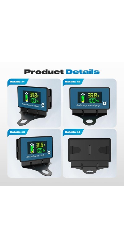 IP67 Waterproof Battery Monitor 12V 24V 36V 48V 60V 72V 84V with Backlight LCD and Low-Voltage Alarm use Lithium LiFePO4 Lead Acid Batteries for Car Motorcycle Golf Cart Battery Meter