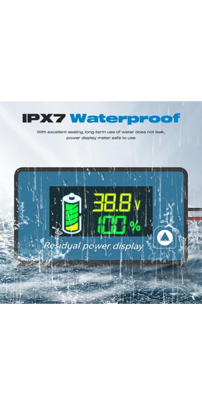 IP67 Waterproof Battery Monitor 12V 24V 36V 48V 60V 72V 84V with Backlight LCD and Low-Voltage Alarm use Lithium LiFePO4 Lead Acid Batteries for Car Motorcycle Golf Cart Battery Meter