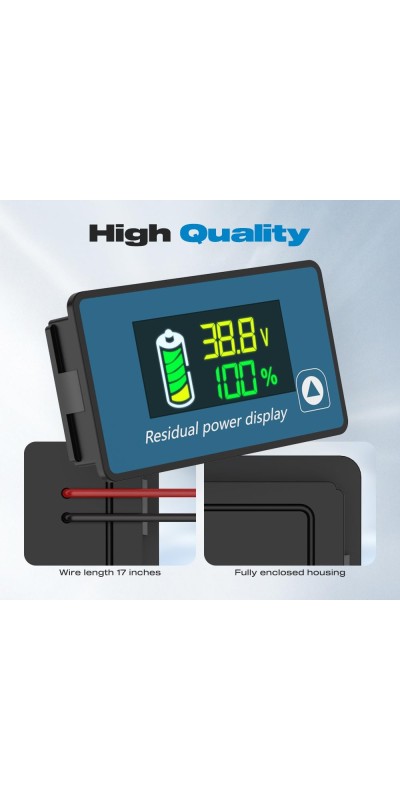 IP67 Waterproof Battery Monitor 12V 24V 36V 48V 60V 72V 84V with Backlight LCD and Low-Voltage Alarm use Lithium LiFePO4 Lead Acid Batteries for Car Motorcycle Golf Cart Battery Meter