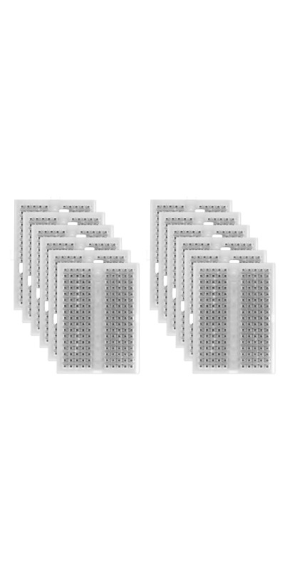 12pcs Mini Breadboard, Solderless Breadboard Small Breadboard 170 Tie Points Prototype PCB Bread Board Electronics Kit Self Adhesive Plates, SYB-170, Transparent