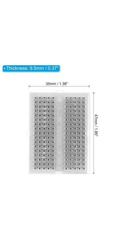 12pcs Mini Breadboard, Solderless Breadboard Small Breadboard 170 Tie Points Prototype PCB Bread Board Electronics Kit Self Adhesive Plates, SYB-170, Transparent