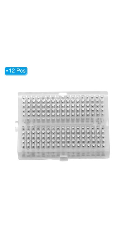 12pcs Mini Breadboard, Solderless Breadboard Small Breadboard 170 Tie Points Prototype PCB Bread Board Electronics Kit Self Adhesive Plates, SYB-170, Transparent