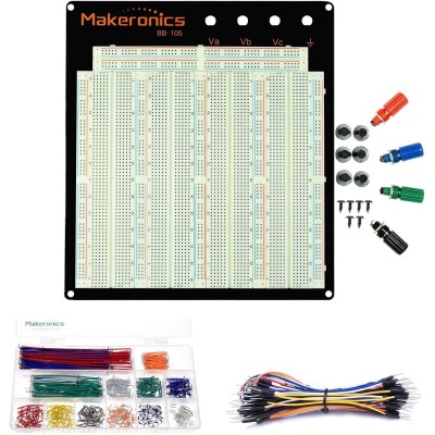 3220 Breadboard Complete Kit-3220 Tie-Points Experiment Plug-in Breadboard with Aluminum Back Plate +560 U-Shape|65 PCS Pure Copper Jumper Wires for Prototyping Circuit/Arduino