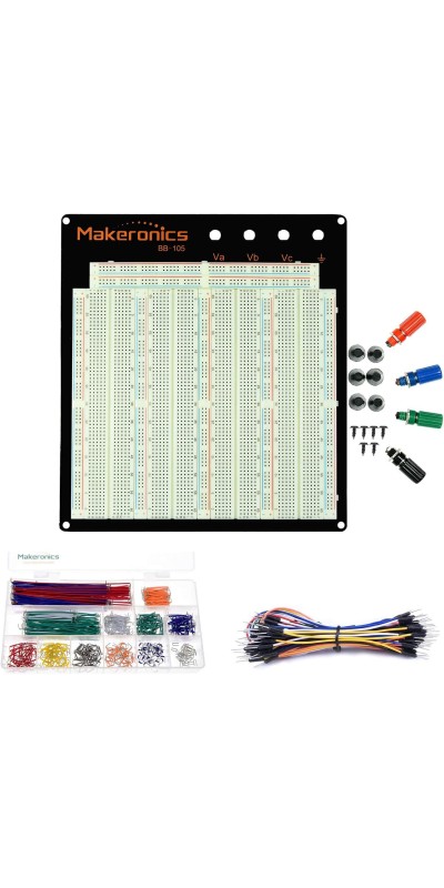 3220 Breadboard Complete Kit-3220 Tie-Points Experiment Plug-in Breadboard with Aluminum Back Plate +560 U-Shape|65 PCS Pure Copper Jumper Wires for Prototyping Circuit/Arduino