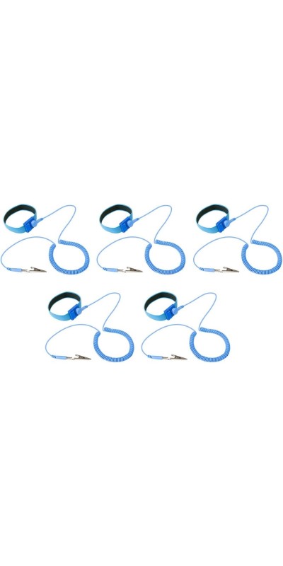 Anti Static Wrist Strap 5 Pack Blue, Adjustable ESD Wrist Band Fits Your Wrist Comfortably. Grounding Bracelet to Protect Your PC Computer or Electronics from Static Electricity