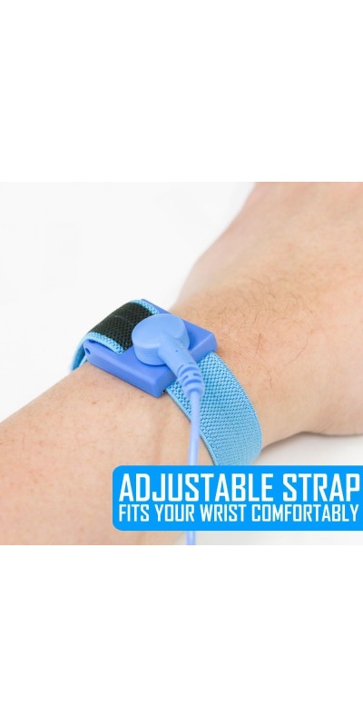 Anti Static Wrist Strap 5 Pack Blue, Adjustable ESD Wrist Band Fits Your Wrist Comfortably. Grounding Bracelet to Protect Your PC Computer or Electronics from Static Electricity
