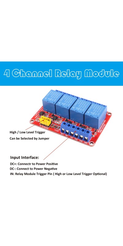 2pcs DC 12V Relay Module 4 Channel Relay Board Shield with Optocoupler Isolation Suport High/Low Level Trigger