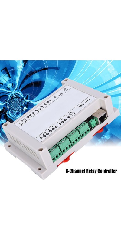 White 8 Channel Ethernet Relay Controller, 10A Relay Module Board with TCP/IP Remote Control for Electric Motors