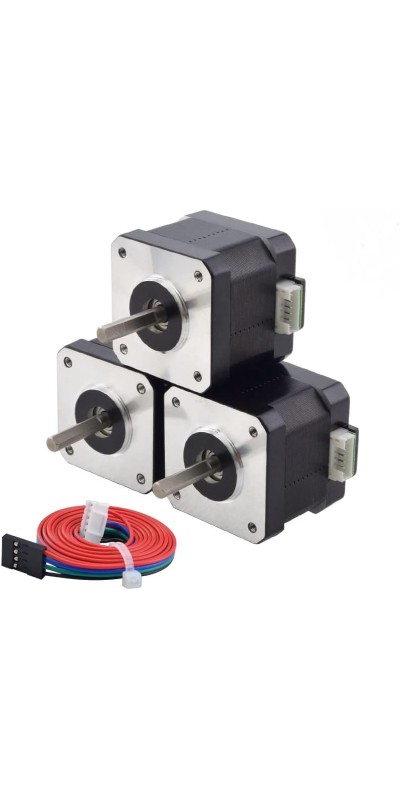 Nema 17 Stepper Motor Bipolar 1.5A 42Ncm 42x42x38mm 1.8deg 4 Wires with 1m Cable and Connector (1 Pack)