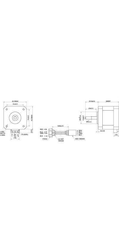 Nema 17 Stepper Motor Bipolar 1.5A 42Ncm 42x42x38mm 1.8deg 4 Wires with 1m Cable and Connector (1 Pack)