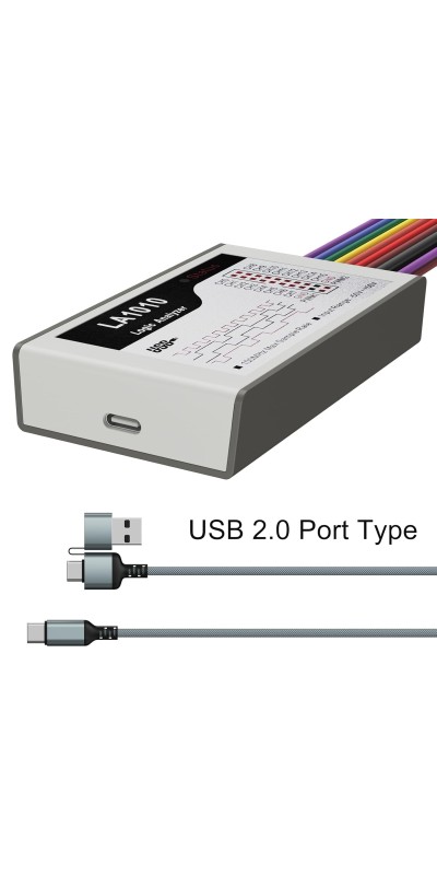 LA1010 USB Logic Analyzer 16 Input Channels 100MHz with The English PC Software Handheld Instrument,Support Windows (32bit/64bit),Mac OS,Linux