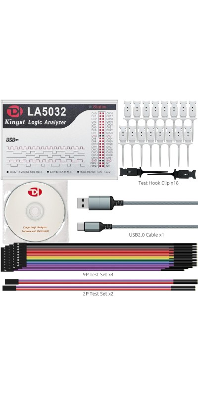 LA1010 USB Logic Analyzer 16 Input Channels 100MHz with The English PC Software Handheld Instrument,Support Windows (32bit/64bit),Mac OS,Linux