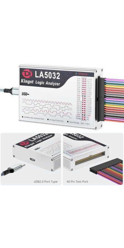 LA1010 USB Logic Analyzer 16 Input Channels 100MHz with The English PC Software Handheld Instrument,Support Windows (32bit/64bit),Mac OS,Linux