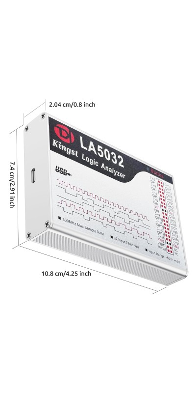 LA1010 USB Logic Analyzer 16 Input Channels 100MHz with The English PC Software Handheld Instrument,Support Windows (32bit/64bit),Mac OS,Linux