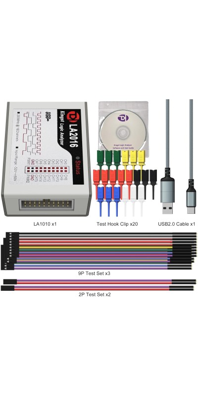 LA1010 USB Logic Analyzer 16 Input Channels 100MHz with The English PC Software Handheld Instrument,Support Windows (32bit/64bit),Mac OS,Linux