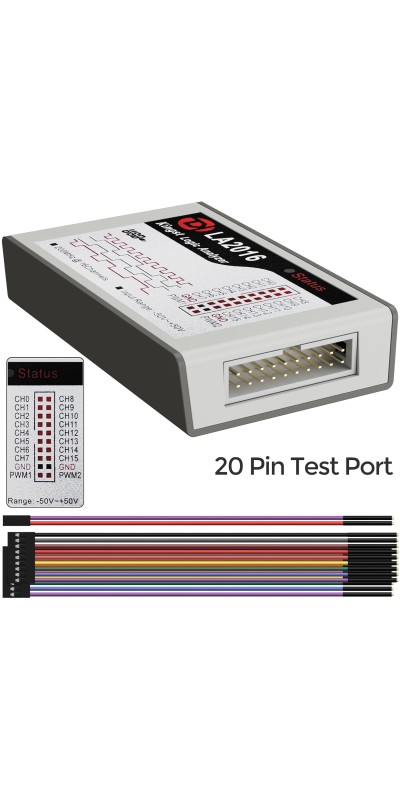 LA1010 USB Logic Analyzer 16 Input Channels 100MHz with The English PC Software Handheld Instrument,Support Windows (32bit/64bit),Mac OS,Linux