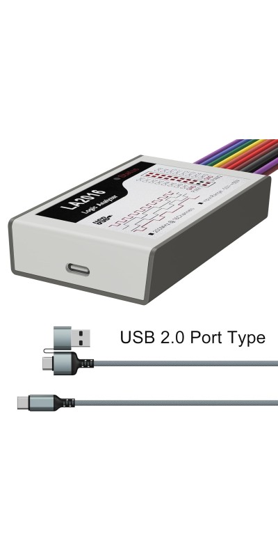 LA1010 USB Logic Analyzer 16 Input Channels 100MHz with The English PC Software Handheld Instrument,Support Windows (32bit/64bit),Mac OS,Linux