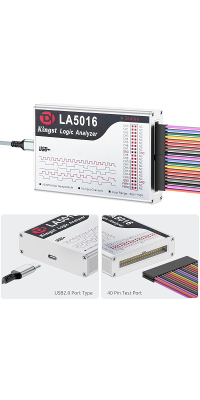 LA1010 USB Logic Analyzer 16 Input Channels 100MHz with The English PC Software Handheld Instrument,Support Windows (32bit/64bit),Mac OS,Linux