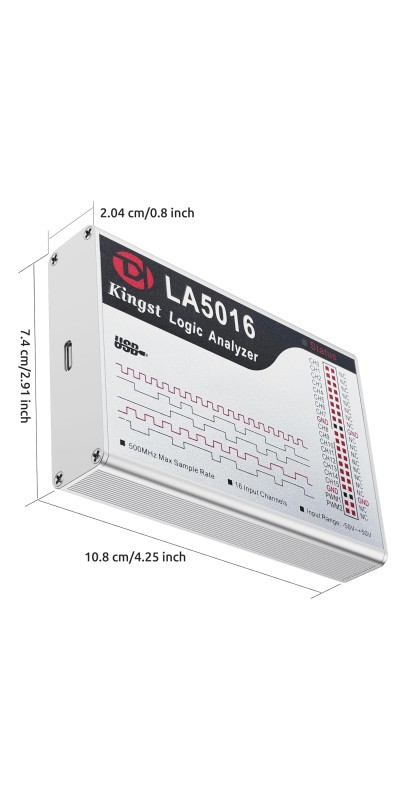 LA1010 USB Logic Analyzer 16 Input Channels 100MHz with The English PC Software Handheld Instrument,Support Windows (32bit/64bit),Mac OS,Linux