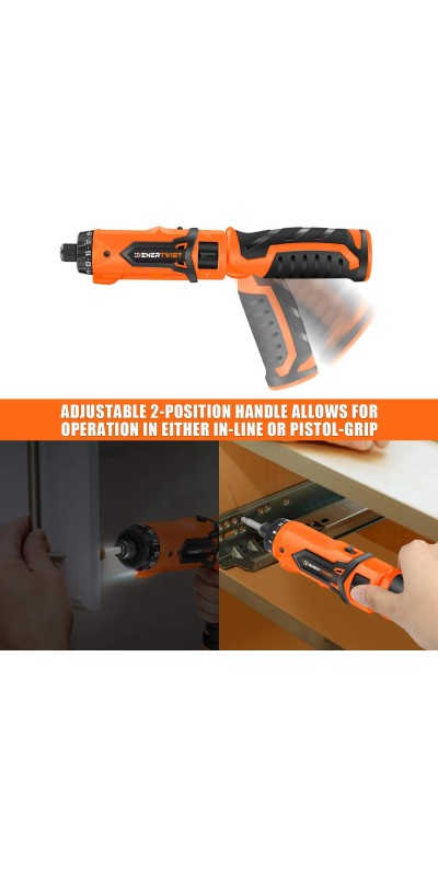 Cordless Screwdriver, 8V Max 10Nm Electric Screwdriver Rechargeable Set with 82 Accessory Kit and Charger in Carrying Case, 21+1 Cluth, Dual Position Handle, LED Light, ET-CS-8
