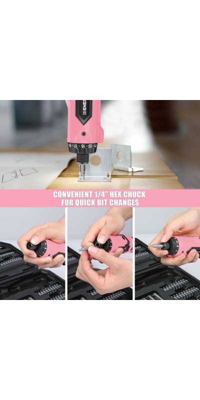 Cordless Screwdriver, 8V Max 10Nm Electric Screwdriver Rechargeable Set with 82 Accessory Kit and Charger in Carrying Case, 21+1 Cluth, Dual Position Handle, LED Light, ET-CS-8