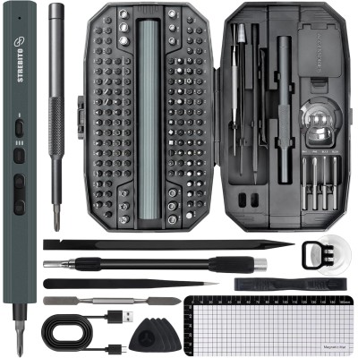 Electric Screwdriver 155 in 1 Mini Electric Screwdriver Set, Max 5 N.m, 140 S2 Magnetic Bits, 3 Torque Settings, 650mAh Power Screwdriver Cordless Rechargeable, Repair Tool Kit for PC Phone