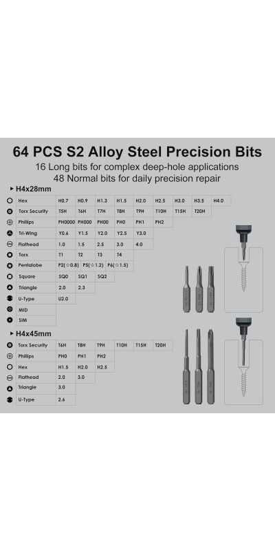 Mini Electric Screwdriver Set, 70 in 1 Small Electric Screwdriver Cordless - 64 S2 Preicison Bits, 5 Torque Settings, 4 LED Lights, Mini Power Screwdriver Repair Tool Kit for PC RC Electronic