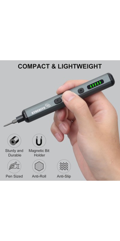 Mini Electric Screwdriver Set, 70 in 1 Small Electric Screwdriver Cordless - 64 S2 Preicison Bits, 5 Torque Settings, 4 LED Lights, Mini Power Screwdriver Repair Tool Kit for PC RC Electronic