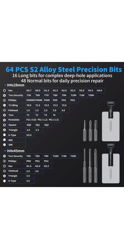 Mini Electric Screwdriver Set, 70 in 1 Small Electric Screwdriver Cordless - 64 S2 Preicison Bits, 5 Torque Settings, 4 LED Lights, Mini Power Screwdriver Repair Tool Kit for PC RC Electronic