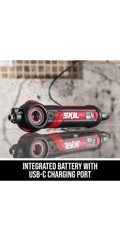 Twist 2.0 Rechargeable 4V Screwdriver with Pivoting Head, Torque Setting, USB-C Charging Cable & 2PC Bit Set-SD5619-01