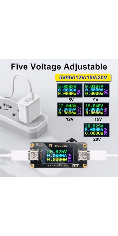 USB-C QC PD3.0 Trigger Board Module Type-C Female Interface 5V/9V/12V/15V/20V 5A Adjustable Voltage Power Supply Compatible with PD2.0/PD3.0,QC2.0/QC3.0,BC1.2