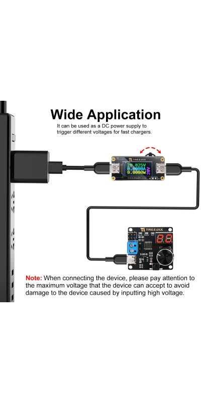 USB-C QC PD3.0 Trigger Board Module Type-C Female Interface 5V/9V/12V/15V/20V 5A Adjustable Voltage Power Supply Compatible with PD2.0/PD3.0,QC2.0/QC3.0,BC1.2