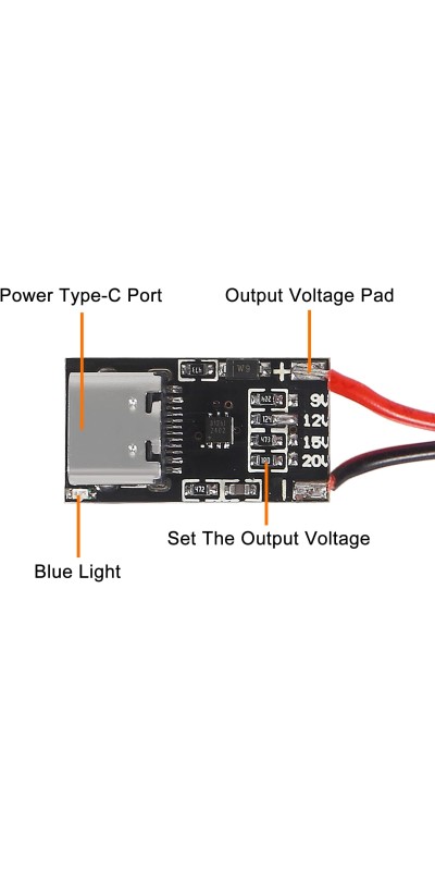 10PCS Type-C PD3.0 QC Trigger Board USB-C PD QC 5V 9V 12V 15V 20V DC Fixed Voltage Power Trigger Module 5A with QC Trigger Housing for Household Electronics