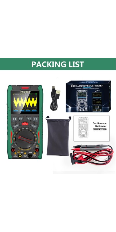 3 in 1 Handheld Digital Oscilloscope Multimeter Portable Oscilloscopes, 12MHz Bandwidth, 50MSa/s Sampling Rate with Multimeter and Signal Generator (YP101A)