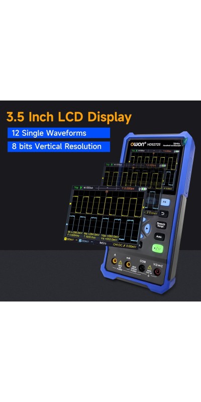 2 Channels, 70MHz Bandwidth, 250MSa/s Sampling Rate, 20000 Counts, 3 in 1 Portable Digital Automotive Oscilloscope, Voltage, Current, Capacitor HDS272S