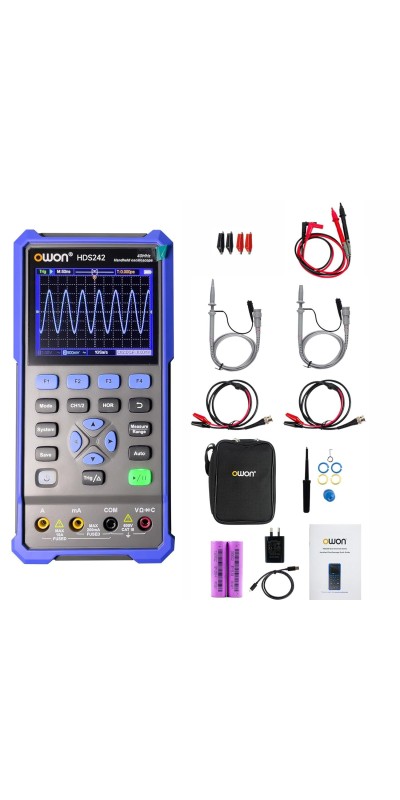 2 Channels, 70MHz Bandwidth, 250MSa/s Sampling Rate, 20000 Counts, 3 in 1 Portable Digital Automotive Oscilloscope, Voltage, Current, Capacitor HDS272S