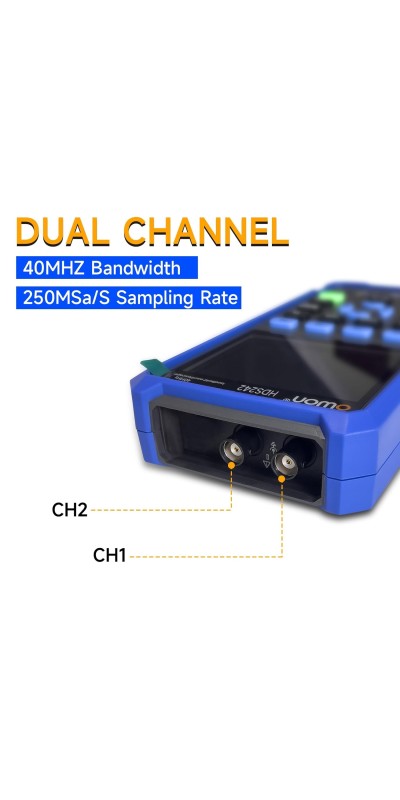 2 Channels, 70MHz Bandwidth, 250MSa/s Sampling Rate, 20000 Counts, 3 in 1 Portable Digital Automotive Oscilloscope, Voltage, Current, Capacitor HDS272S