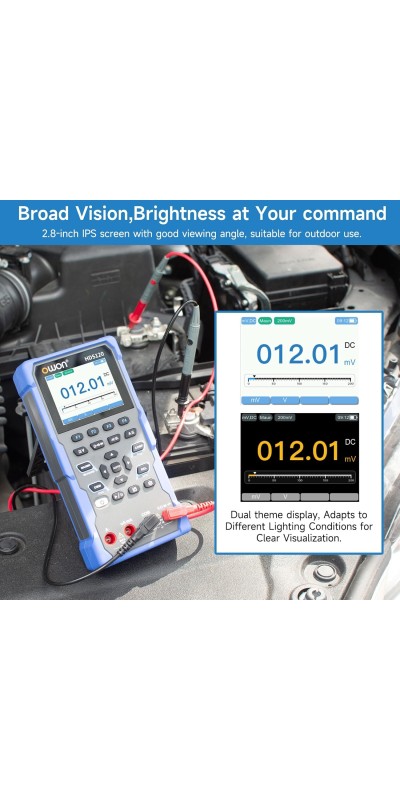 2 Channels, 70MHz Bandwidth, 250MSa/s Sampling Rate, 20000 Counts, 3 in 1 Portable Digital Automotive Oscilloscope, Voltage, Current, Capacitor HDS272S