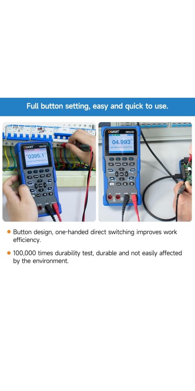 2 Channels, 70MHz Bandwidth, 250MSa/s Sampling Rate, 20000 Counts, 3 in 1 Portable Digital Automotive Oscilloscope, Voltage, Current, Capacitor HDS272S