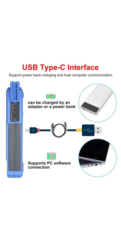 2 Channels, 70MHz Bandwidth, 250MSa/s Sampling Rate, 20000 Counts, 3 in 1 Portable Digital Automotive Oscilloscope, Voltage, Current, Capacitor HDS272S