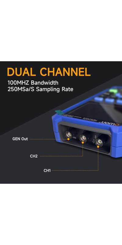 2 Channels, 70MHz Bandwidth, 250MSa/s Sampling Rate, 20000 Counts, 3 in 1 Portable Digital Automotive Oscilloscope, Voltage, Current, Capacitor HDS272S