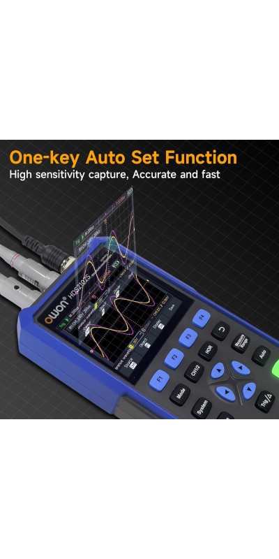 2 Channels, 70MHz Bandwidth, 250MSa/s Sampling Rate, 20000 Counts, 3 in 1 Portable Digital Automotive Oscilloscope, Voltage, Current, Capacitor HDS272S